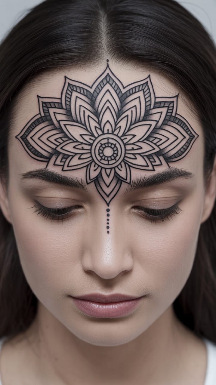 15 Unique Forehead Tattoos for Women – Symbolic & Beautiful Art