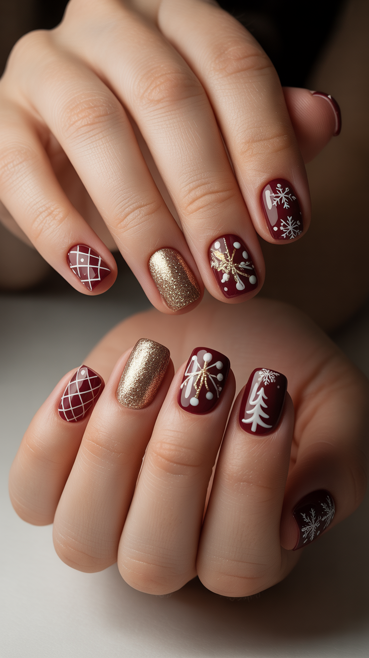 24 Stunning Burgundy Christmas Nails You’ll Want to Try This Holiday